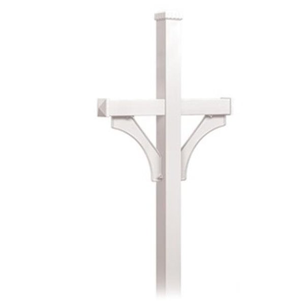 Salsbury Industries Salsbury 4372WHT Deluxe Post 2 Sided - In-Ground Mounted - For Roadside Mailboxes - White 4372WHT